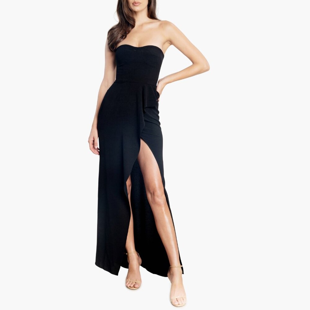 Dress the Population Kai‎ Strapless Sweetheart Gown Black XXL Ruffle